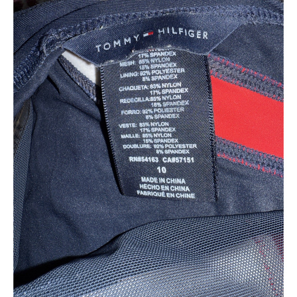 Tommy Hilfiger Sz 10 One Piece Halter Swimsuit Traditional Red White Blue Preppy - Picture 9 of 9